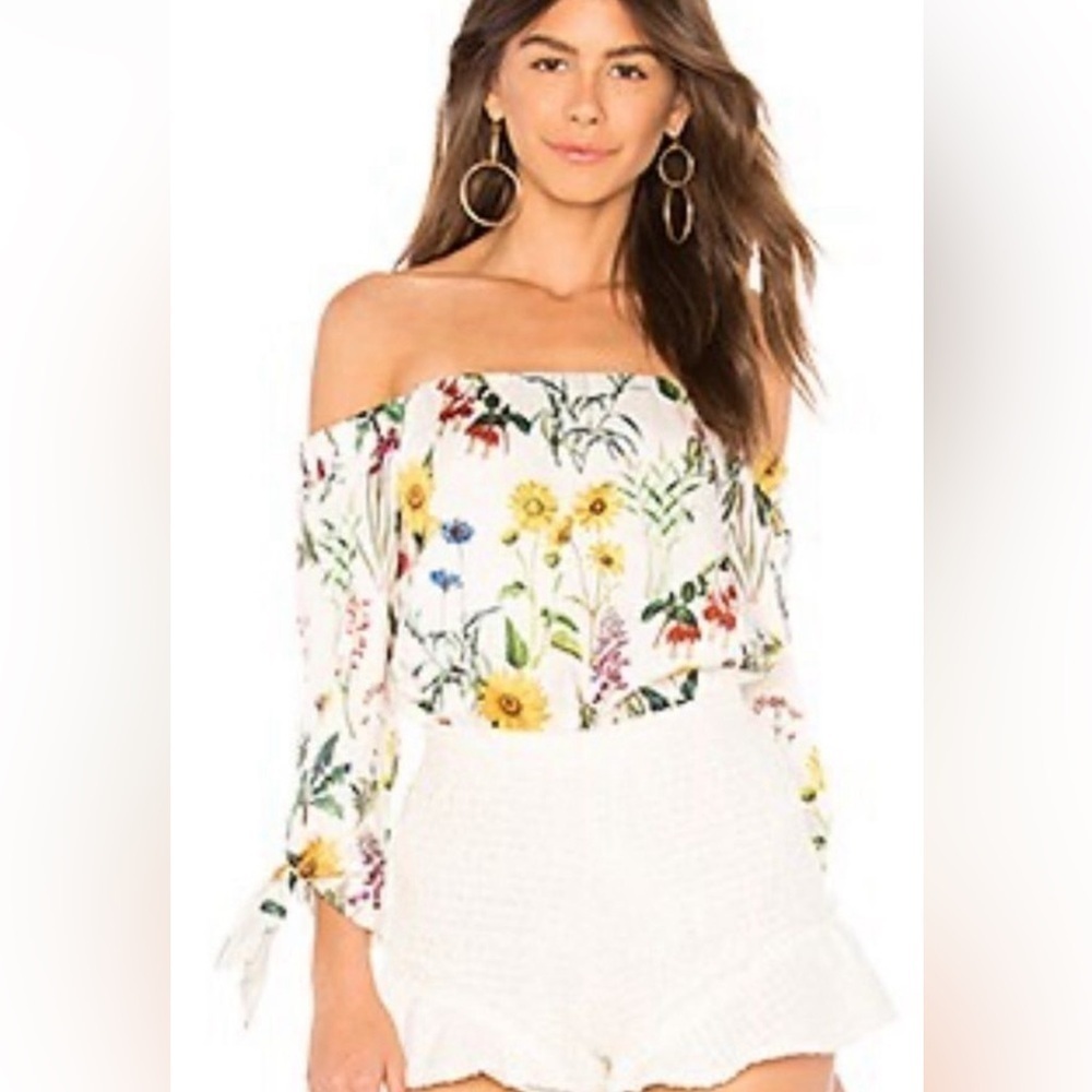 Bailey 44 Floral off the shoulder Blouse Top Cream medium EUC